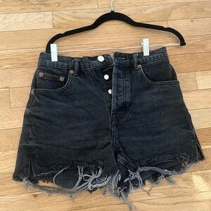 Zara Black Distressed Cut Off Denim Jean Shorts